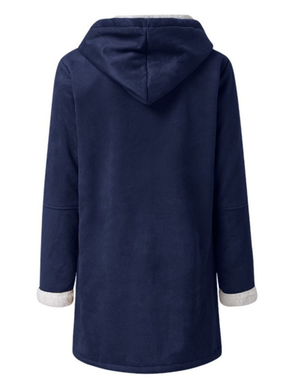 Pocketed Long Sleeve Hooded Jacket with Toggle Buttoning