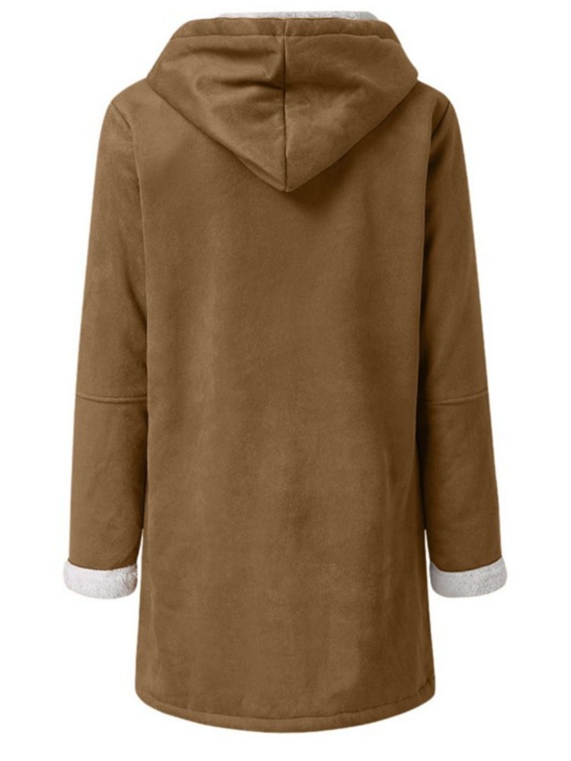 Pocketed Long Sleeve Hooded Jacket with Toggle Buttoning