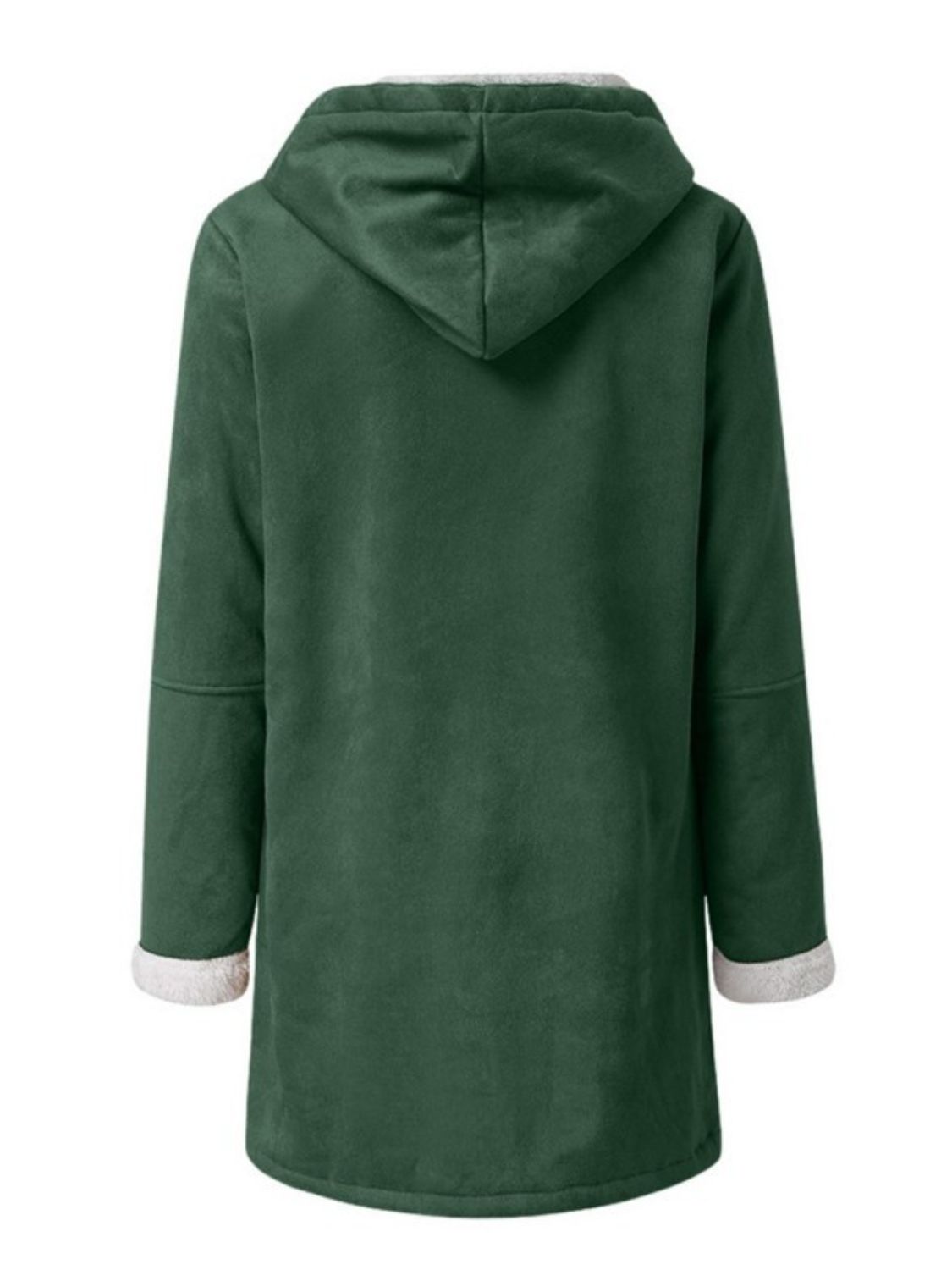 Pocketed Long Sleeve Hooded Jacket with Toggle Buttoning