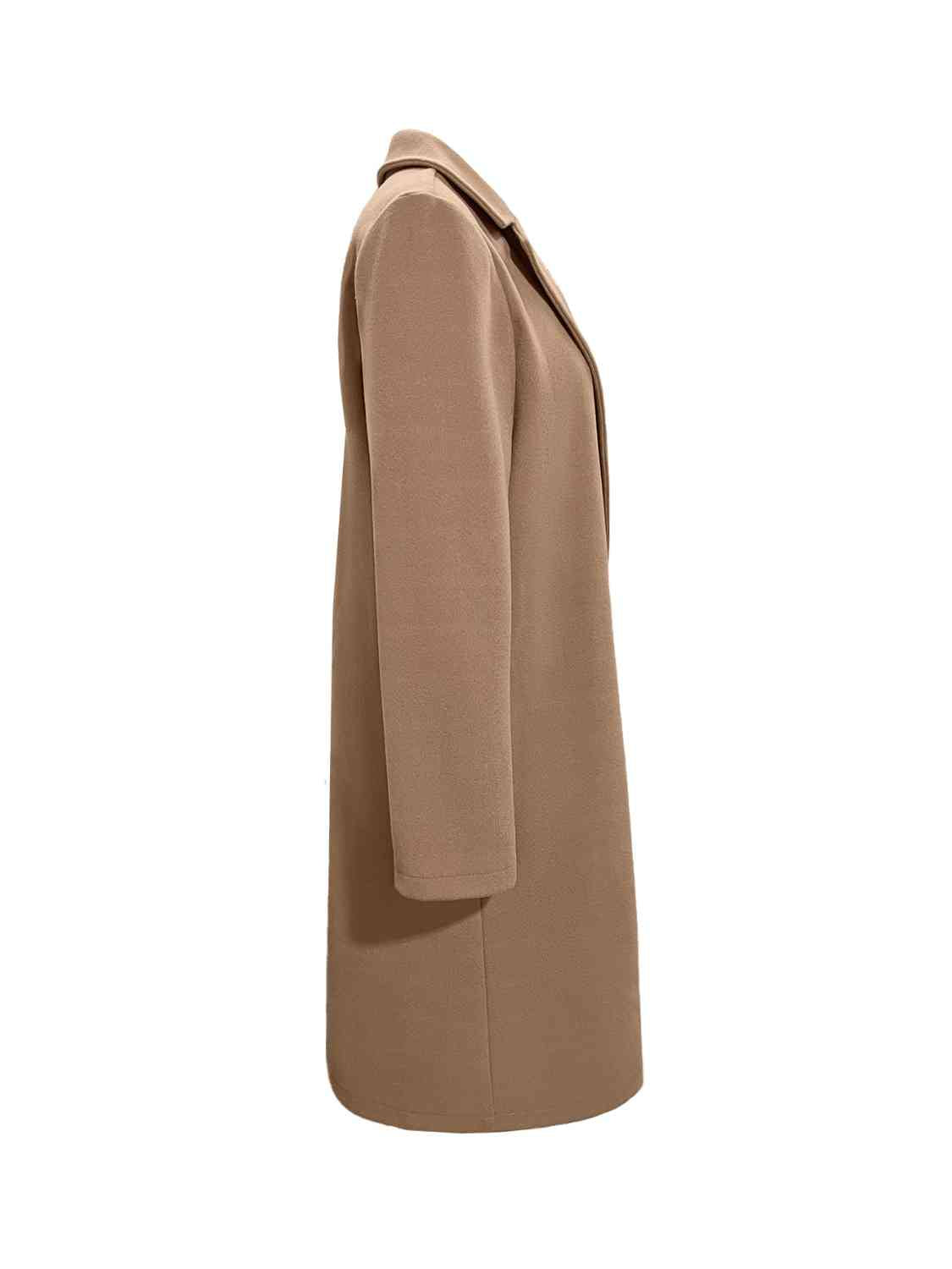 Classic Camel Collared Neck Button Up Longline Coat