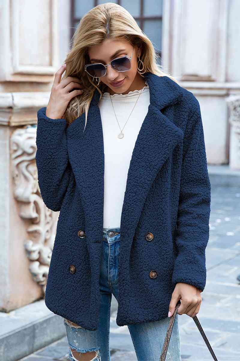 Lapel Collar Lined Sherpa Coat