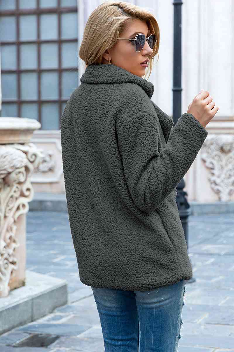 Lapel Collar Lined Sherpa Coat