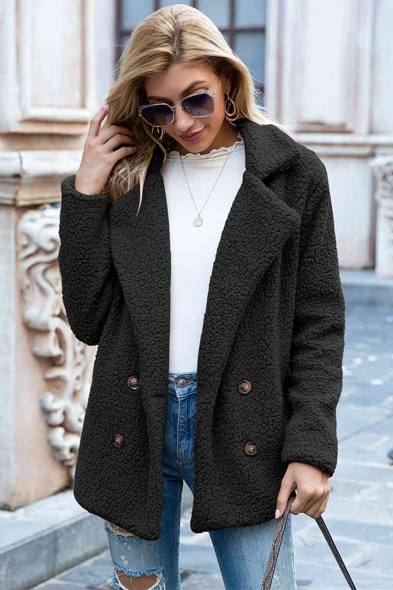 Lapel Collar Lined Sherpa Coat