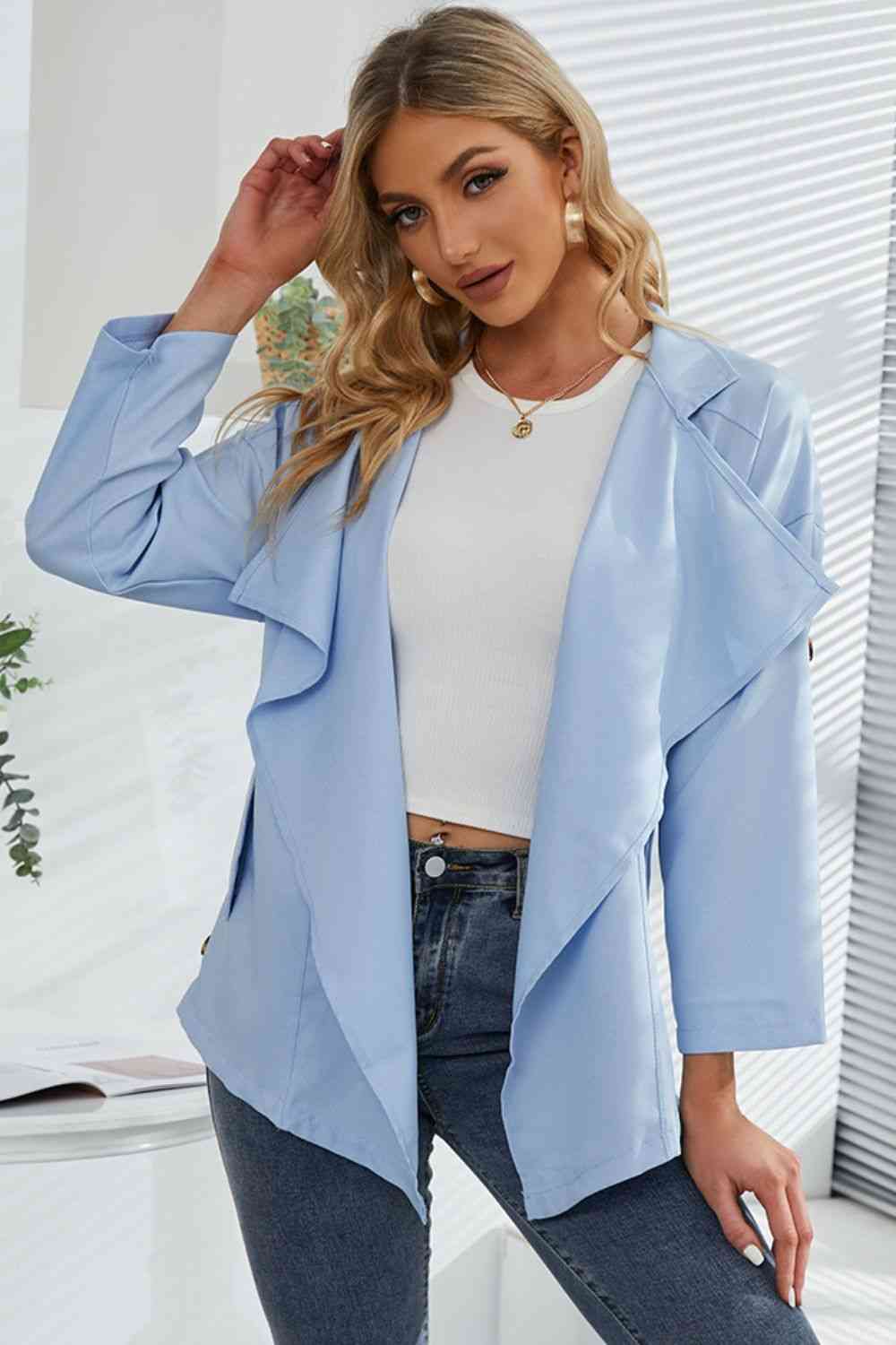 Open Front Lapel Cardigan