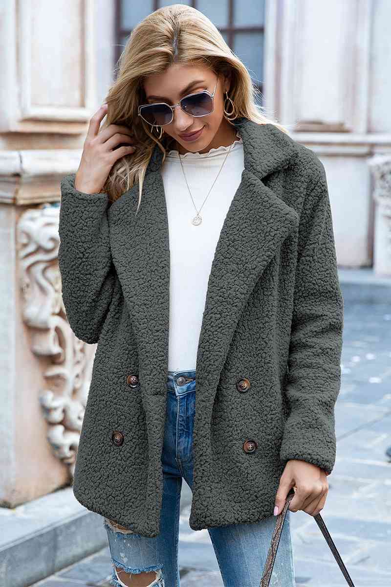 Lapel Collar Lined Sherpa Coat