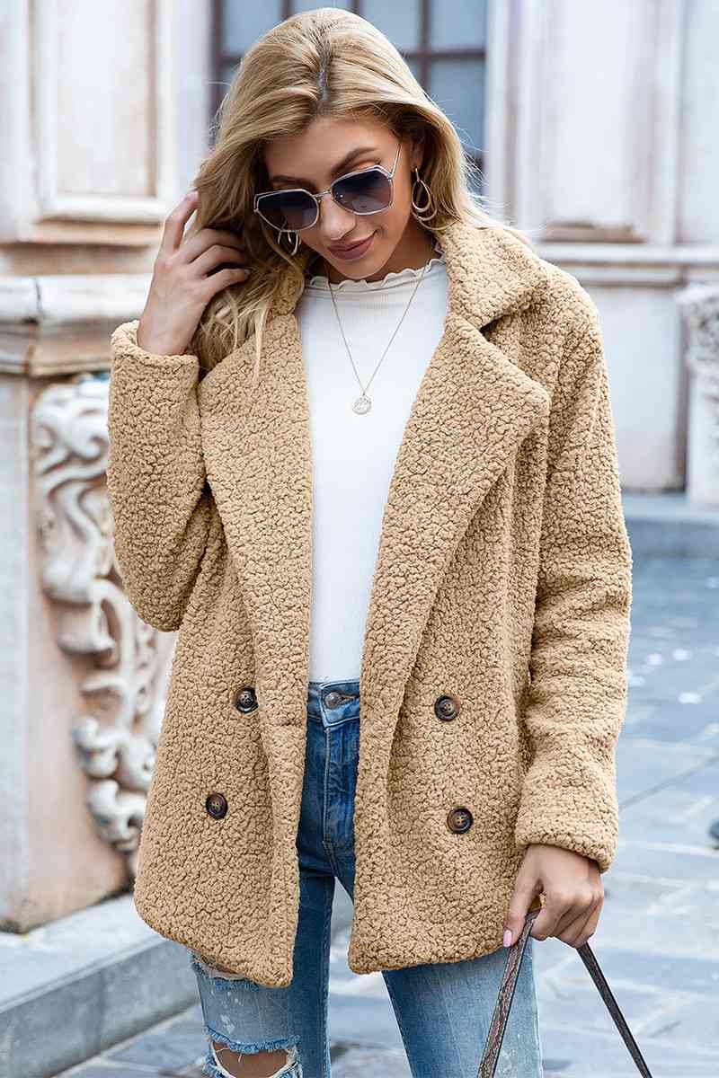 Lapel Collar Lined Sherpa Coat