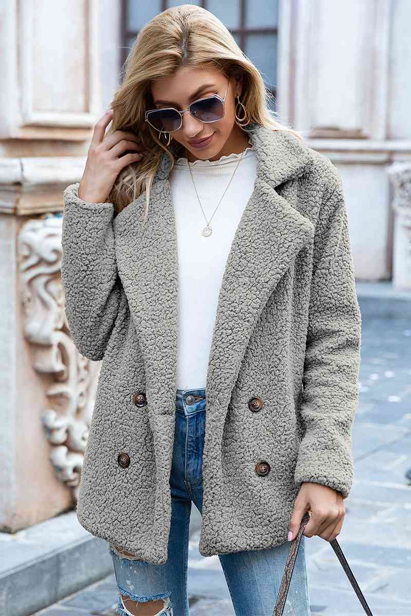 Lapel Collar Lined Sherpa Coat