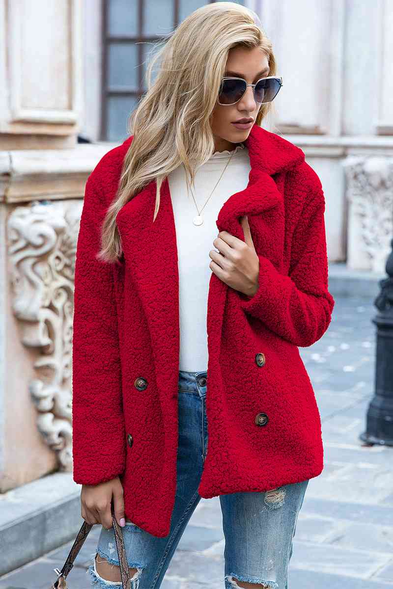 Lapel Collar Lined Sherpa Coat