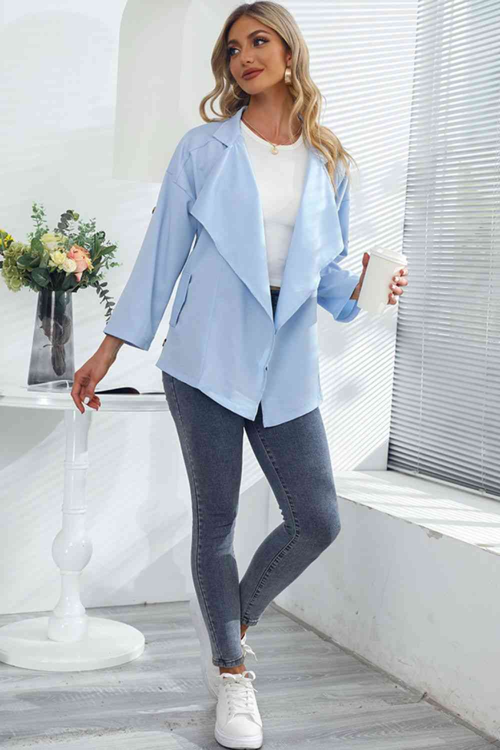 Open Front Lapel Cardigan