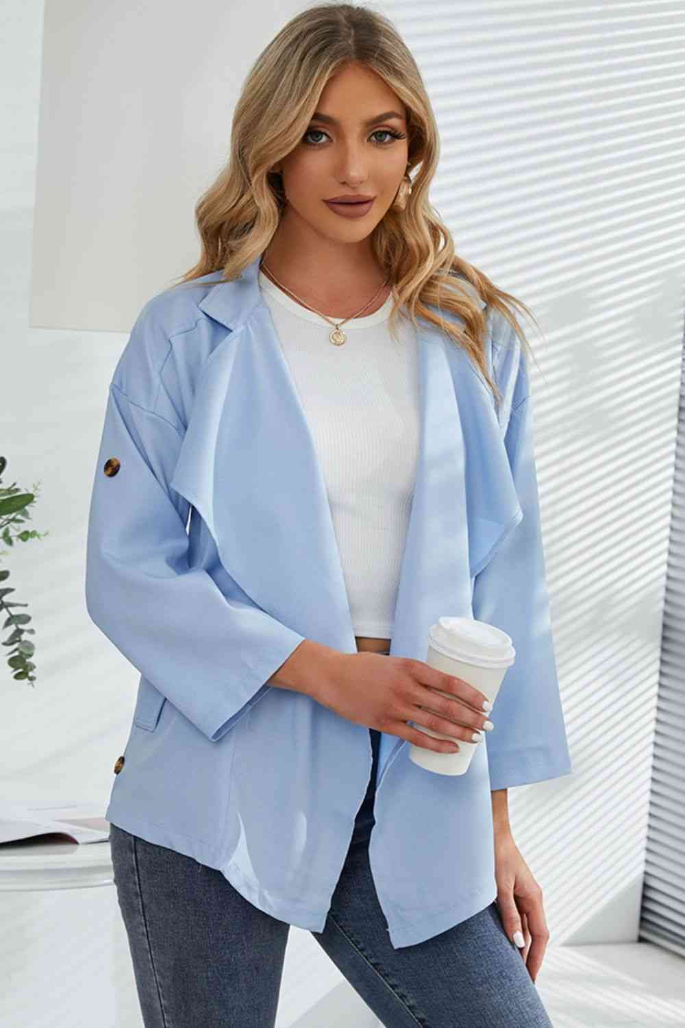 Open Front Lapel Cardigan