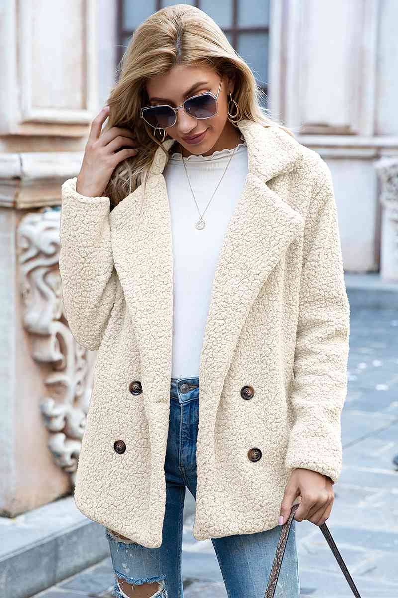 Lapel Collar Lined Sherpa Coat