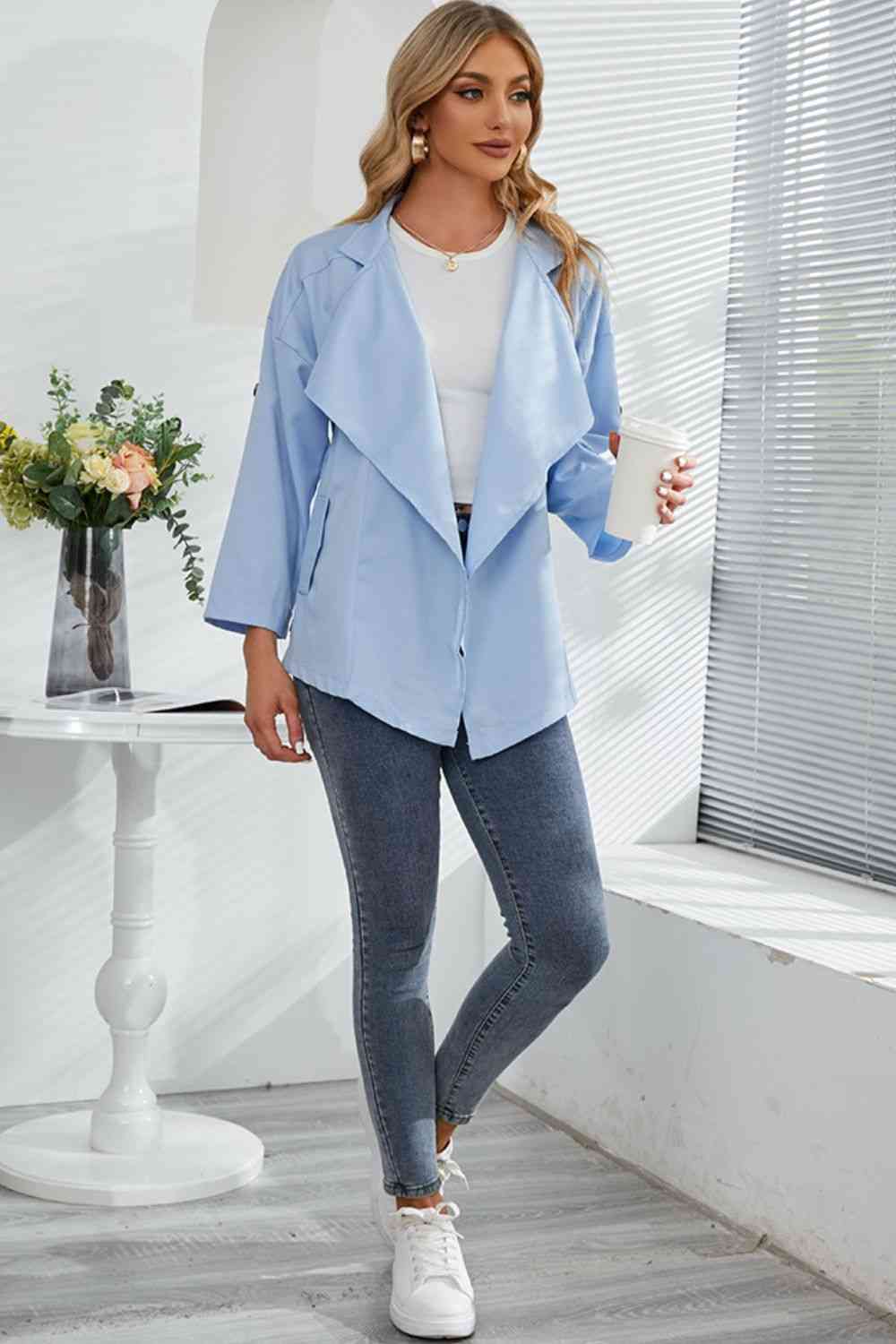 Open Front Lapel Cardigan