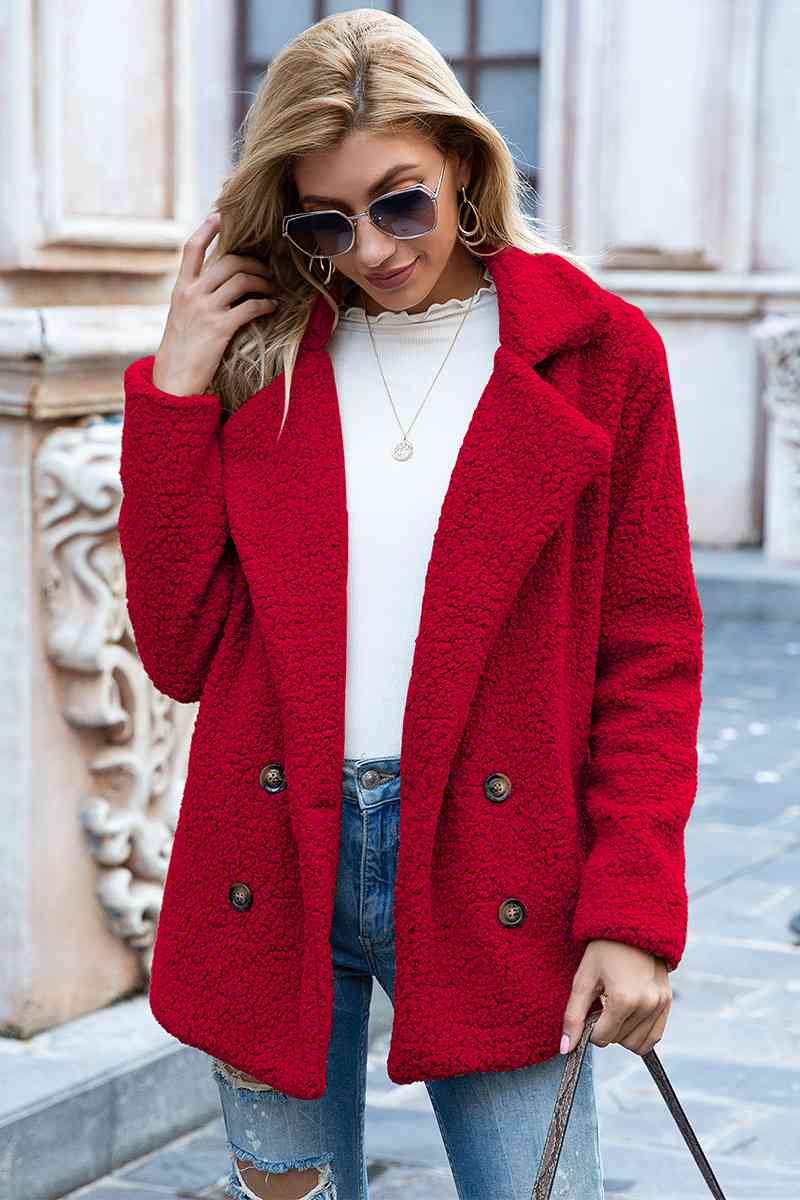 Lapel Collar Lined Sherpa Coat