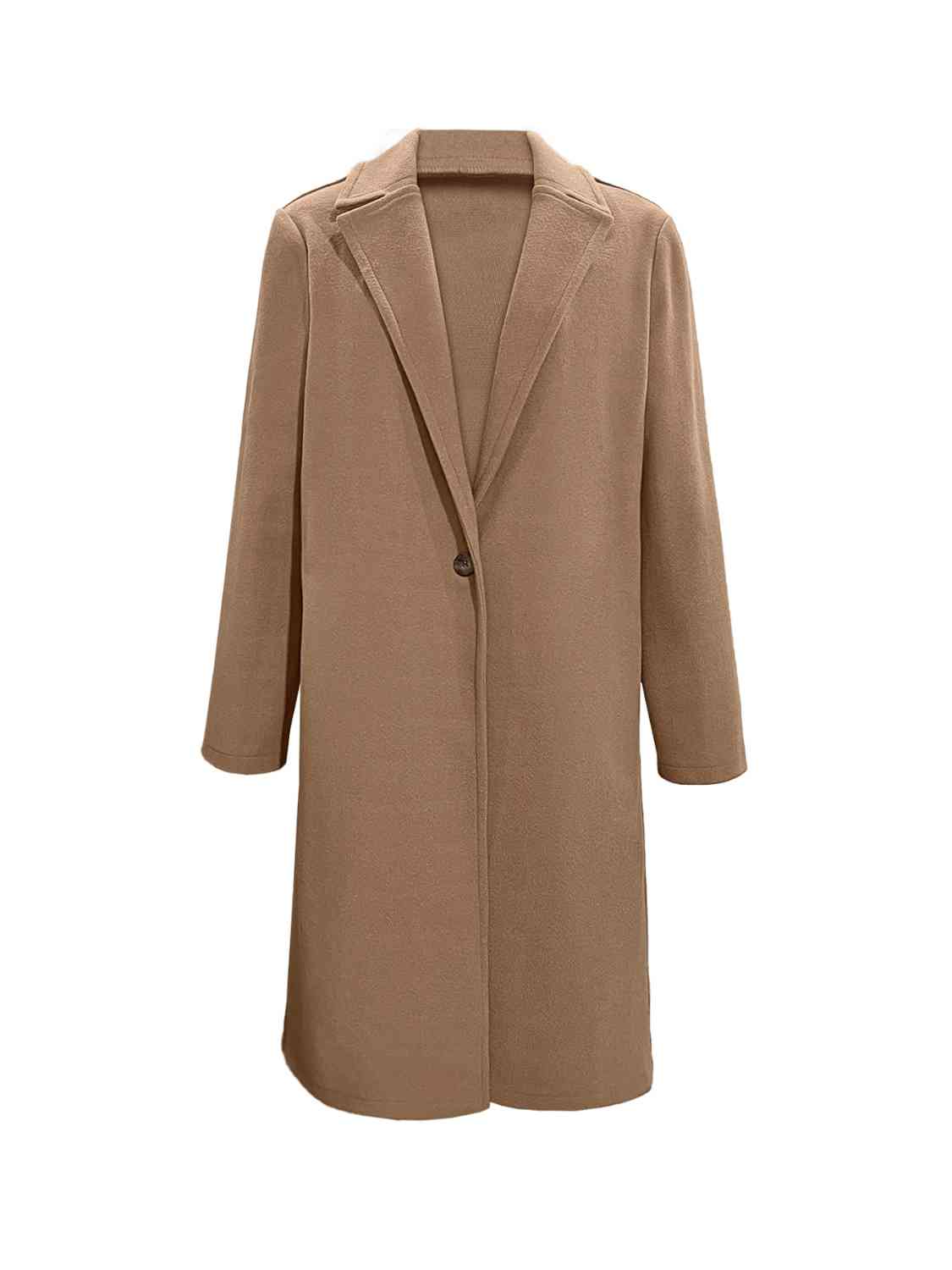 Classic Camel Collared Neck Button Up Longline Coat